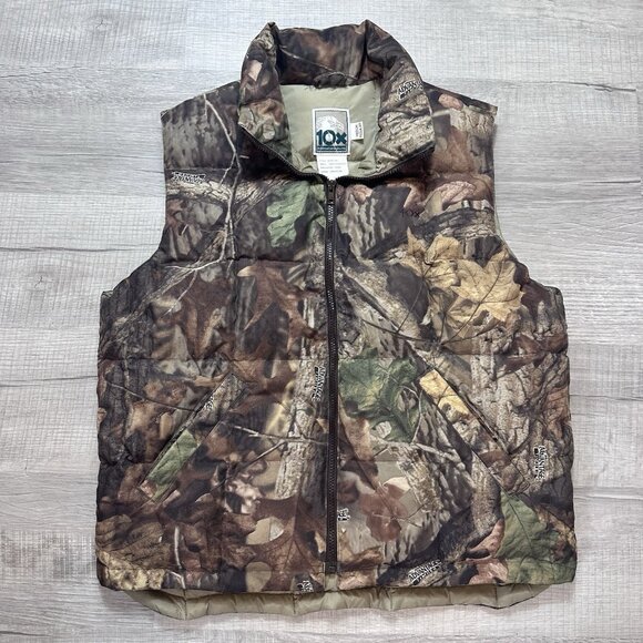 Vintage 10X Jacket Men's Medium Puffer Vest Advantage Camo Hunting Goose Down - Picture 1 of 7